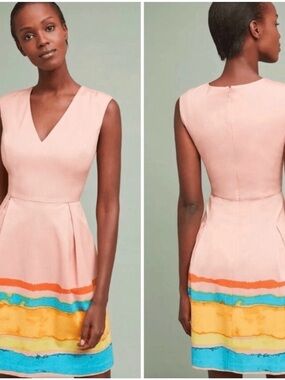 Tracy Reese‎ x Anthropologie Colorblock Fit Flare Dress Size 2